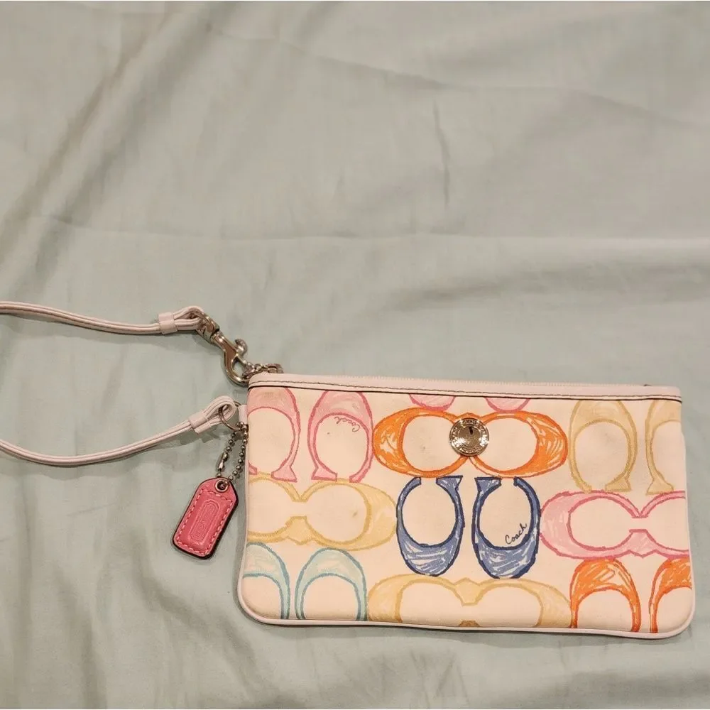 COACH Scribble Signature Pastel Cotton Wristlet